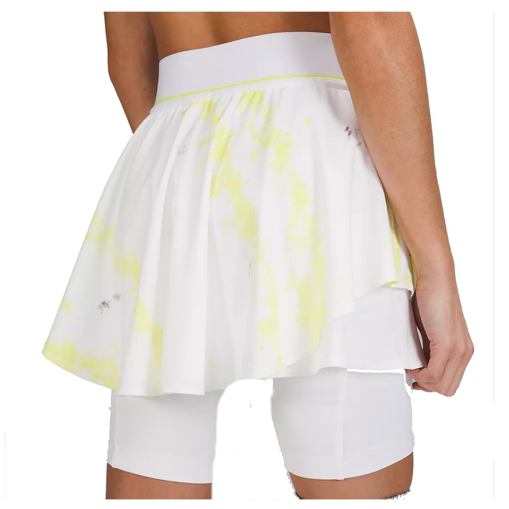 Lululemon Women's White And Yellow Court Rival High-Rise Skirt Extended Liner